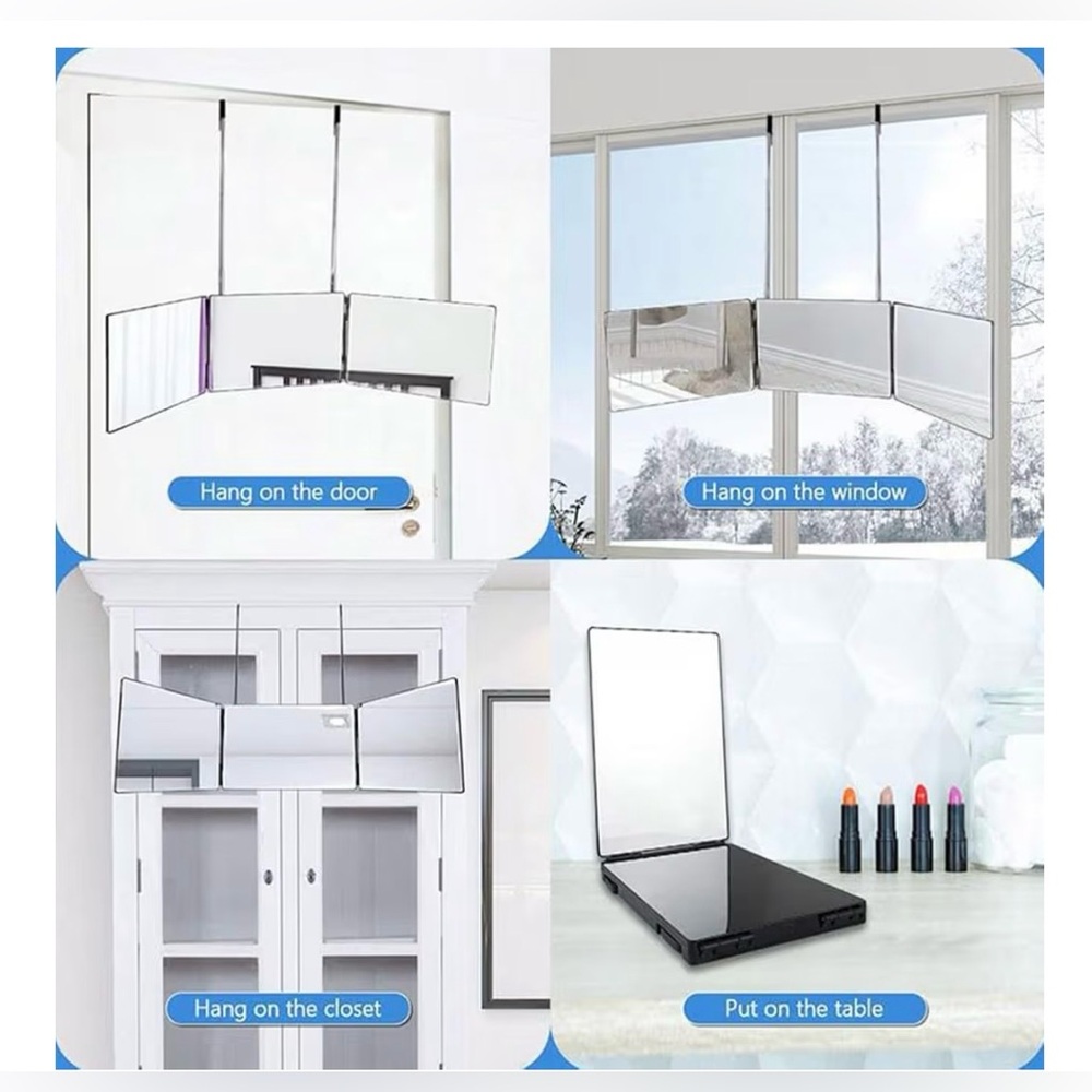 Tri-Fold Vanity Mirror with Magnifying Attachment - Picture 2 of 8